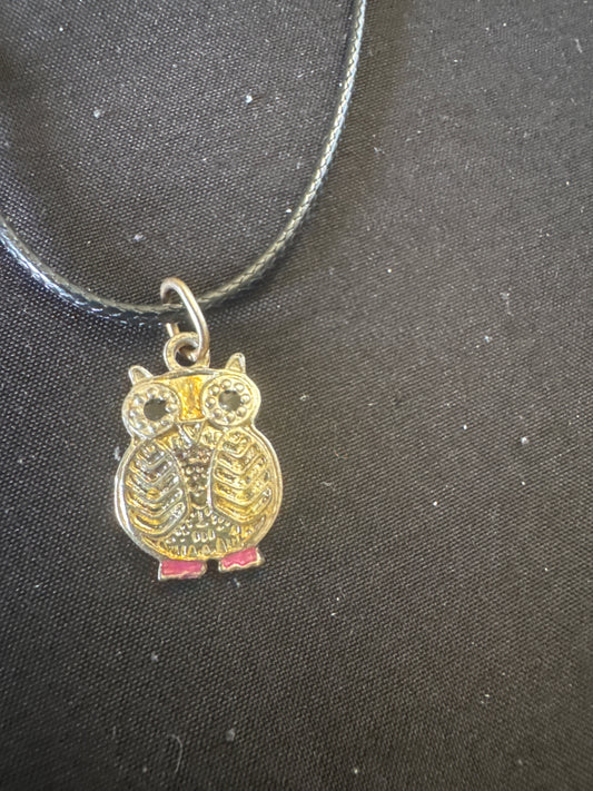 Pink footed owl necklace