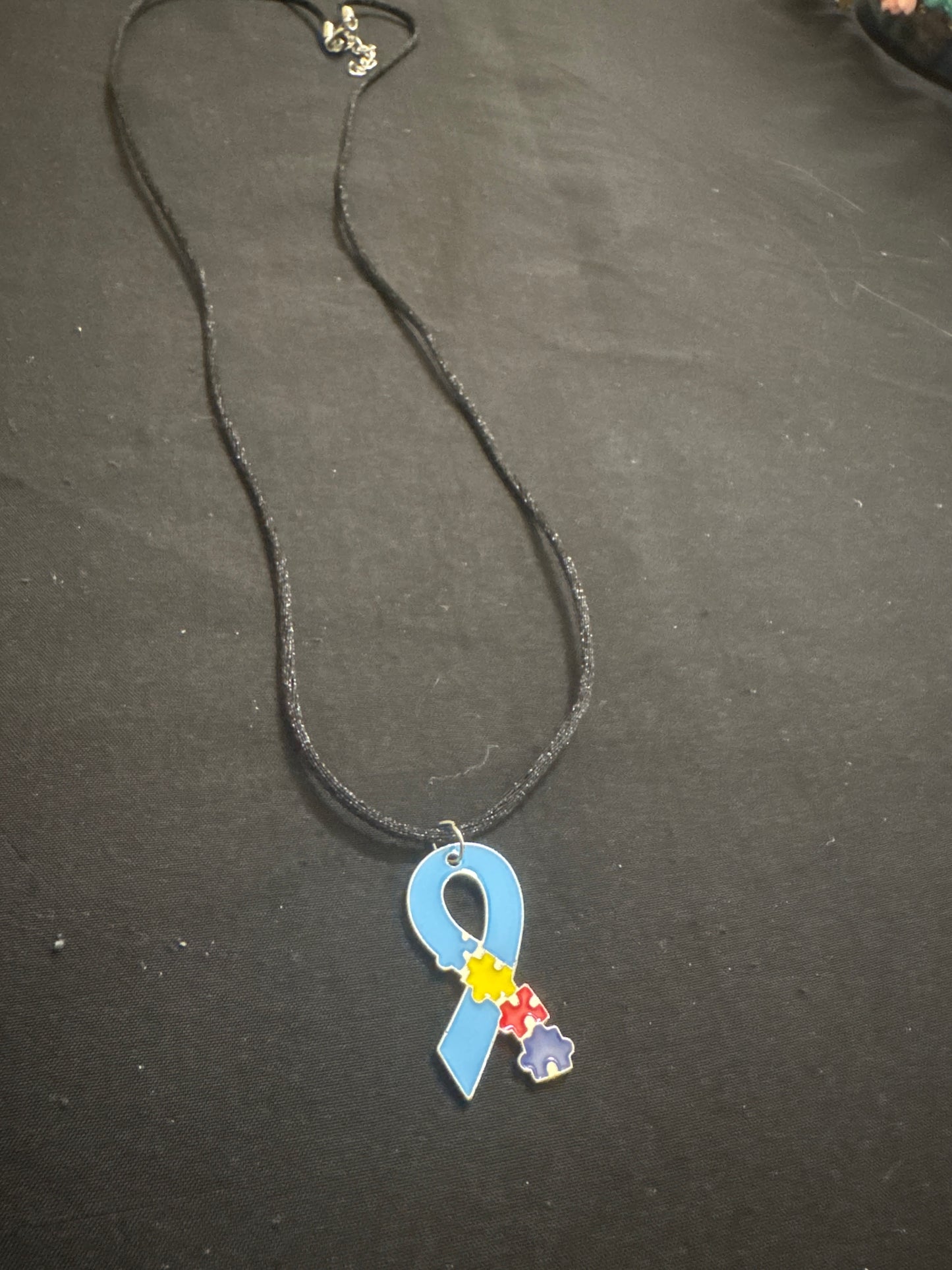 Autism awareness ribbon necklace