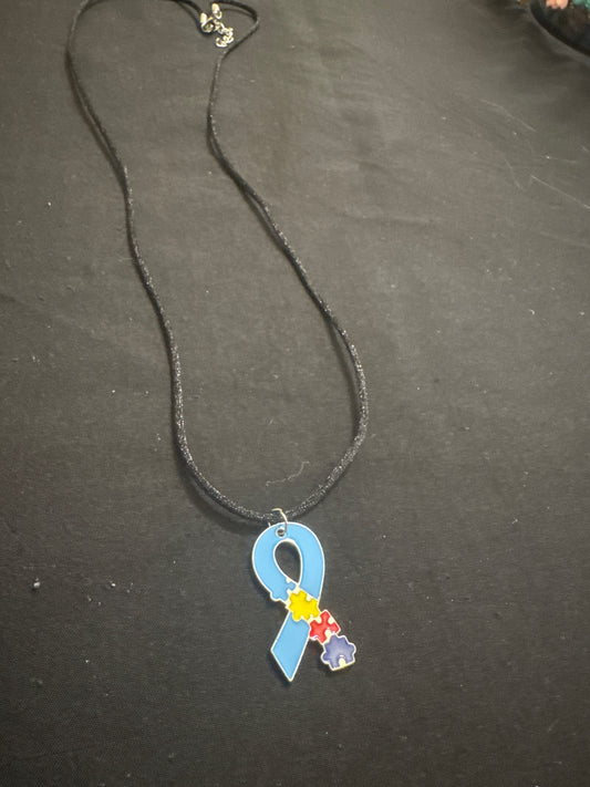 Autism awareness ribbon necklace